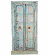 Antique Blue Colored Vintage 2 Door Cabinet in Scrap Wood